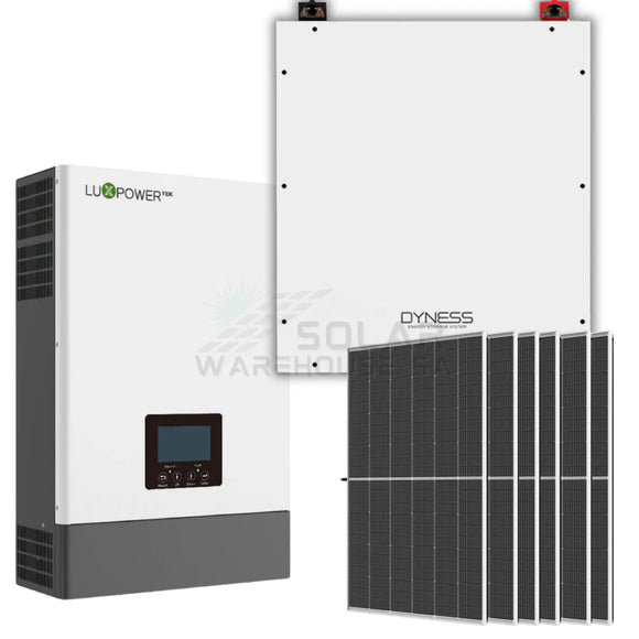 5KVA MPPT LUXPOWER LOAD SHEDDING DYNESS 4.8KWH COMBO BACKUP POWER KIT WITH 6X SOLAR 450W SOLAR PANELS MONO