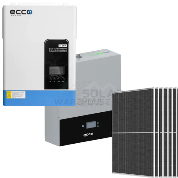 Ecco 5.5KVA/5500W MPPT Combo 5.12 KWH AH Battery + 6X 450W Mono Solar Panels Inverter Combo