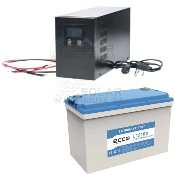 Ecco Pure Sine Wave Lithium Battery Loadshedding Budget Combo 1500 Watt Hybrid Inverter 100 AH Lithium Battery